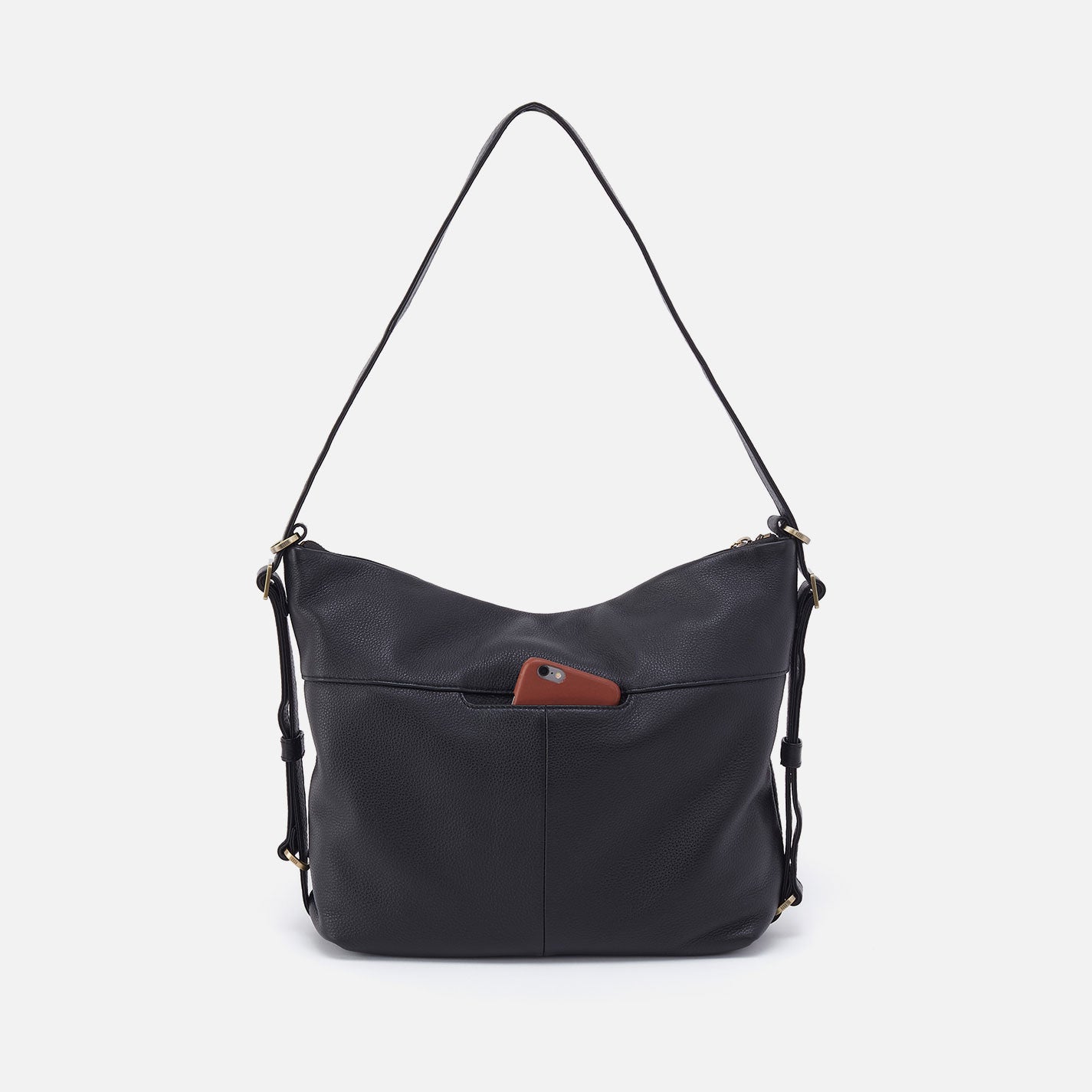 Emily Convertible Backpack in Pebbled Leather - Stylish Black Women's Shoulder Bag & Tote for Work, Travel & Daily Use