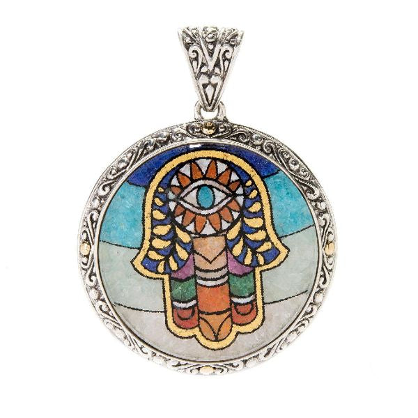 Hamsa Hand Pendant Necklace - Evil Eye Protection Amulet for Women & Men - Spiritual Jewelry for Good Luck & Positive Energy - Perfect for Daily Wear, Meditation & Gifting