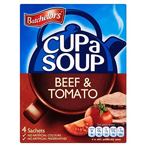 Batchelors Cup a Soup Beef & Tomato Instant Soup (6 Packs, 4 Servings Each - 88g) - Quick & Easy Meal for Office, Camping, or Busy Days