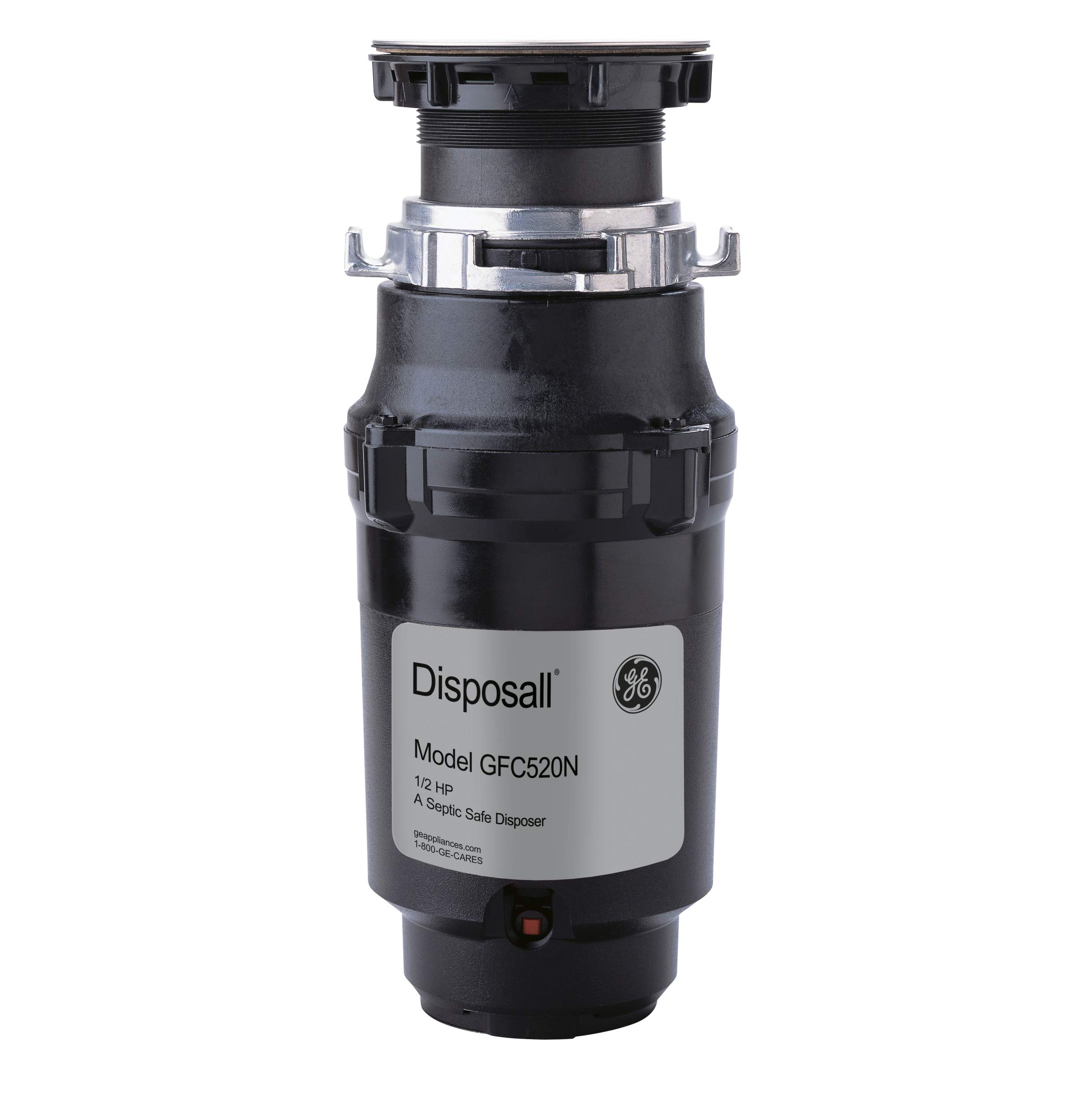 GE 1/2 HP Continuous Feed Garbage Disposal with Easy Install Kit - Powerful Grinding for Food Waste Like Beans, Potatoes, Peels & Cooked Meat - Cordless Design Perfect for 2-4 Person Households (Black) - Ideal for Kitchen Sink Waste Management & Dish Cleaning Convenience