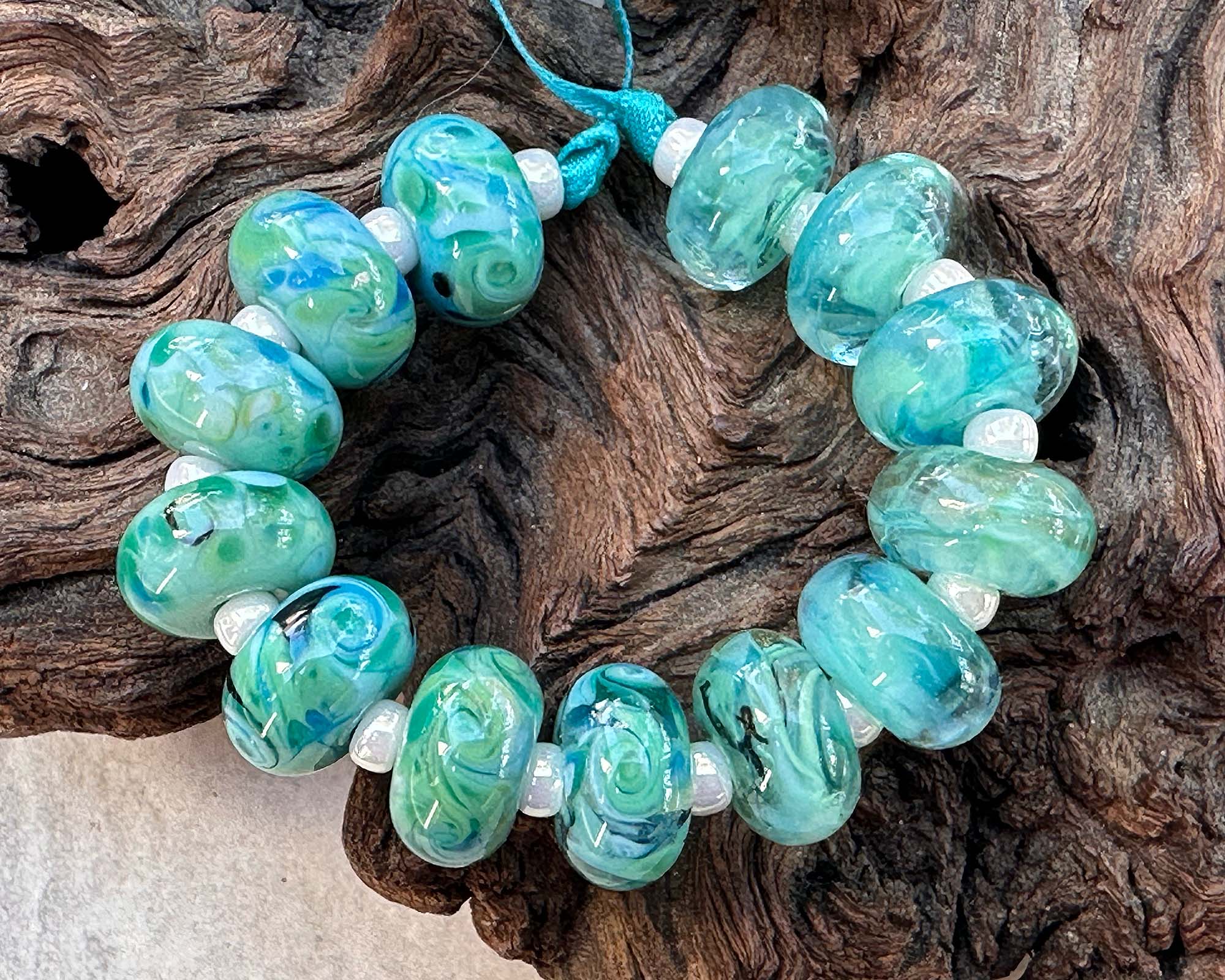 13pcs Caribbean Charm Lampwork Glass Beads Set for Jewelry Making - DIY Bracelet, Necklace & Craft Projects - Perfect for Beach, Boho & Summer Style Accessories