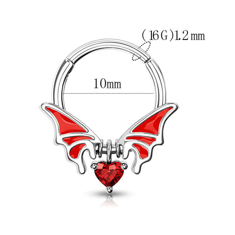 Angel Heart Goth Nose Ring Clicker - B2051 | Stainless Steel Gothic Nose Hoop for Women | Perfect for Punk, Emo, and Alternative Fashion Styles