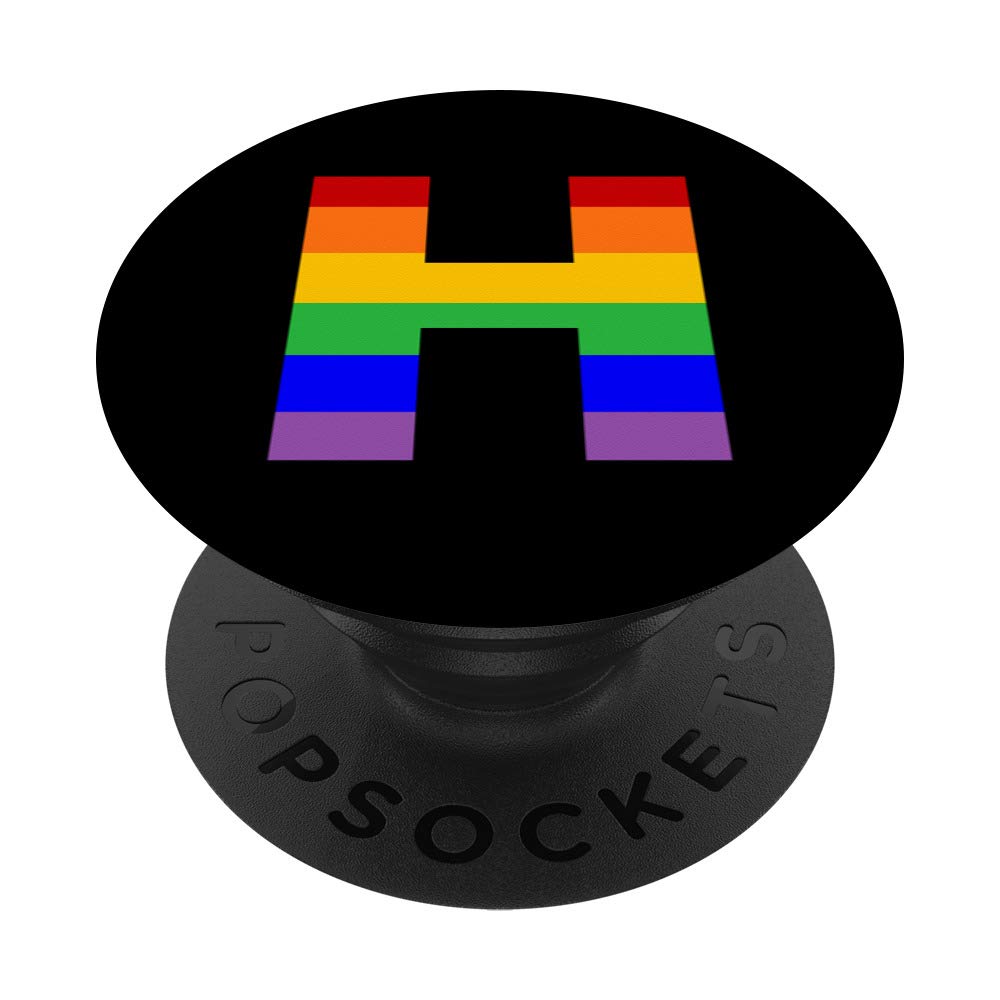 LGBT Rainbow Flag Gay Lesbian Pride Initial Letter H PopSockets - Phone Grip & Stand for iPhone, Samsung, Tablets - Perfect for Pride Events, LGBTQ Support & Daily Use