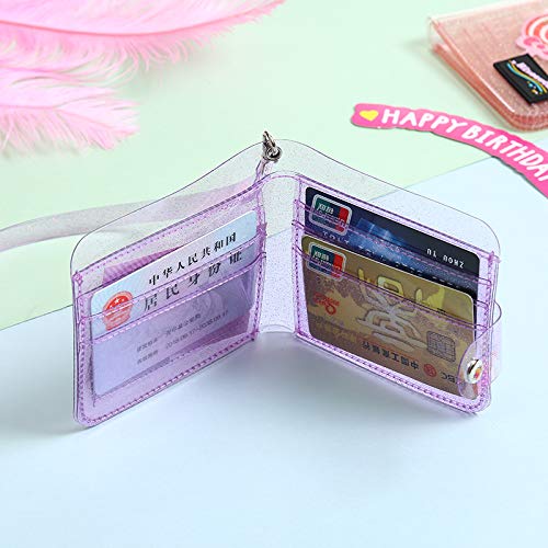 AIBEARTY Women's Glitter Transparent PVC Slim Bifold Wallet - ID Credit Card Holder with Hanging String & Coin Pocket - Stylish Clutch for Girls & Women | Perfect for Parties, Shopping, and Everyday Use