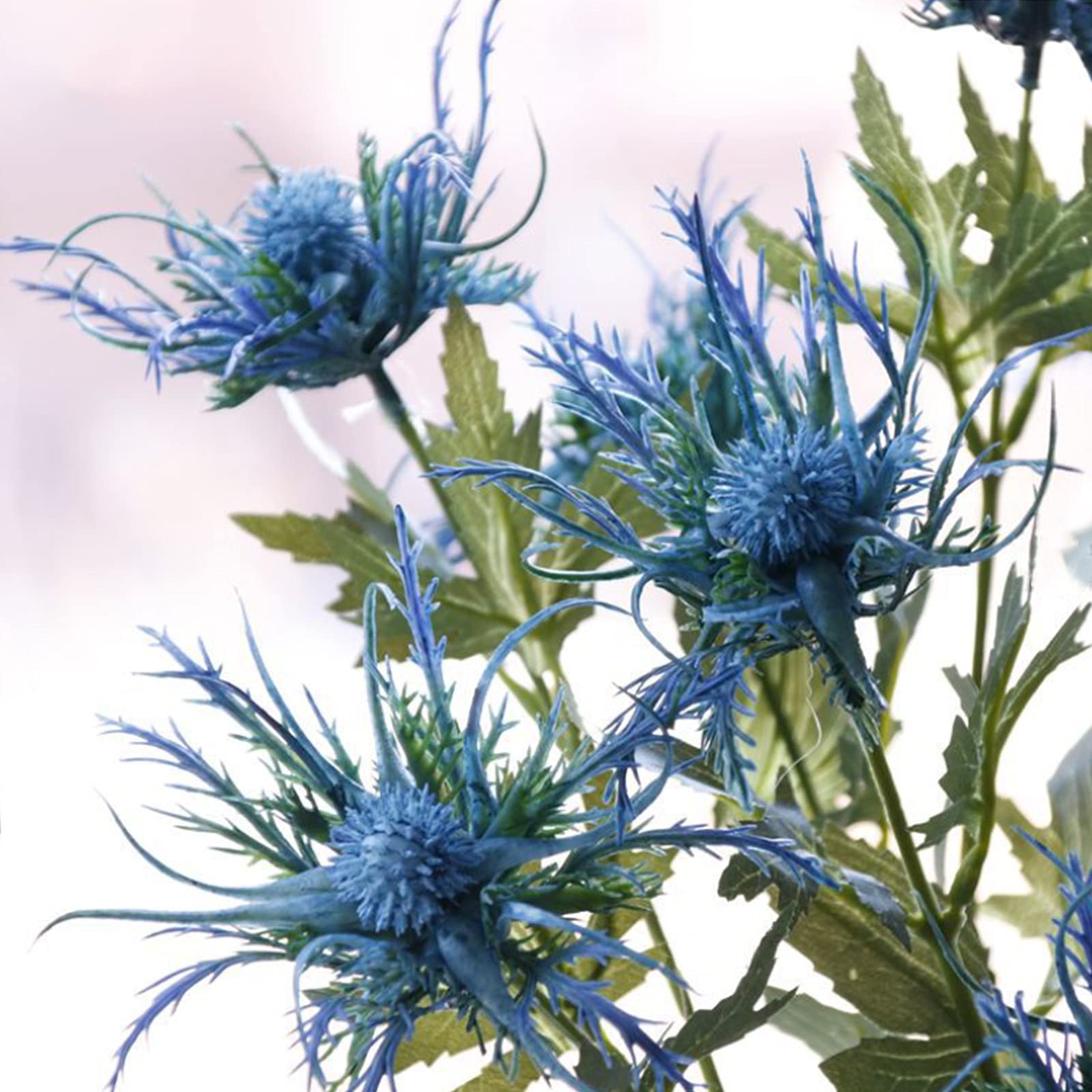 3 Pcs Artificial Blue Thistle Flowers Spray - Faux Eryngium Floral Stems for Wedding Bouquets, Centerpieces, Home Decor & DIY Crafts - Perfect for Rustic, Boho and Farmhouse Style Arrangements