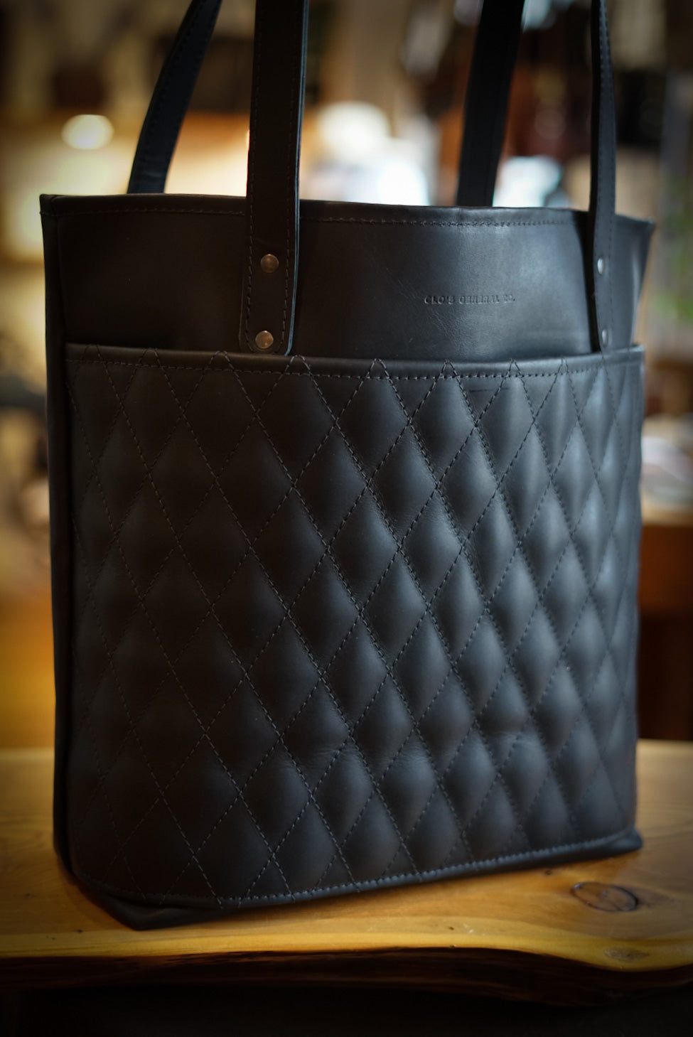 Premium Diamond Stitch Tote Bag - Flat Black - Stylish & Durable Shopping Bag for Women - Perfect for Groceries, Beach, Work & Travel