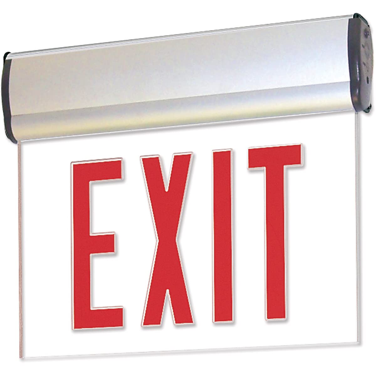 Nora Lighting NX-811-LEDR2MA Red LED Double Face Edge-Lit Exit Sign - 2-Circuit, Mirror, Aluminum - Ideal for Commercial Buildings, Warehouses, and Emergency Exits