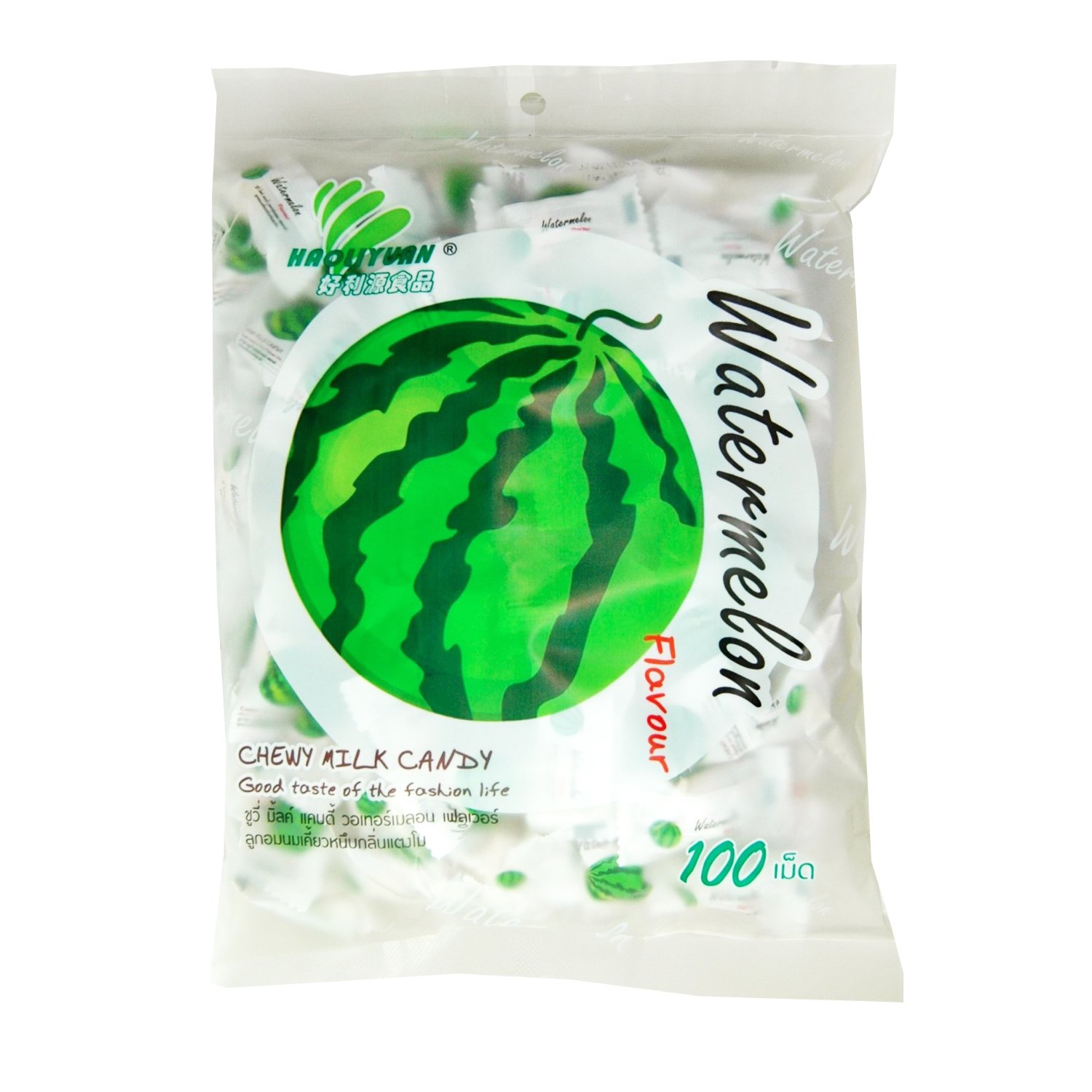 Haoliyuan Chewy Milk Fruit Candy - 100pcs Thai Taro Flavor Toffee Dessert Snacks | Bulk Pack Watermelon Flavor for Parties, Gifts & Office Treats