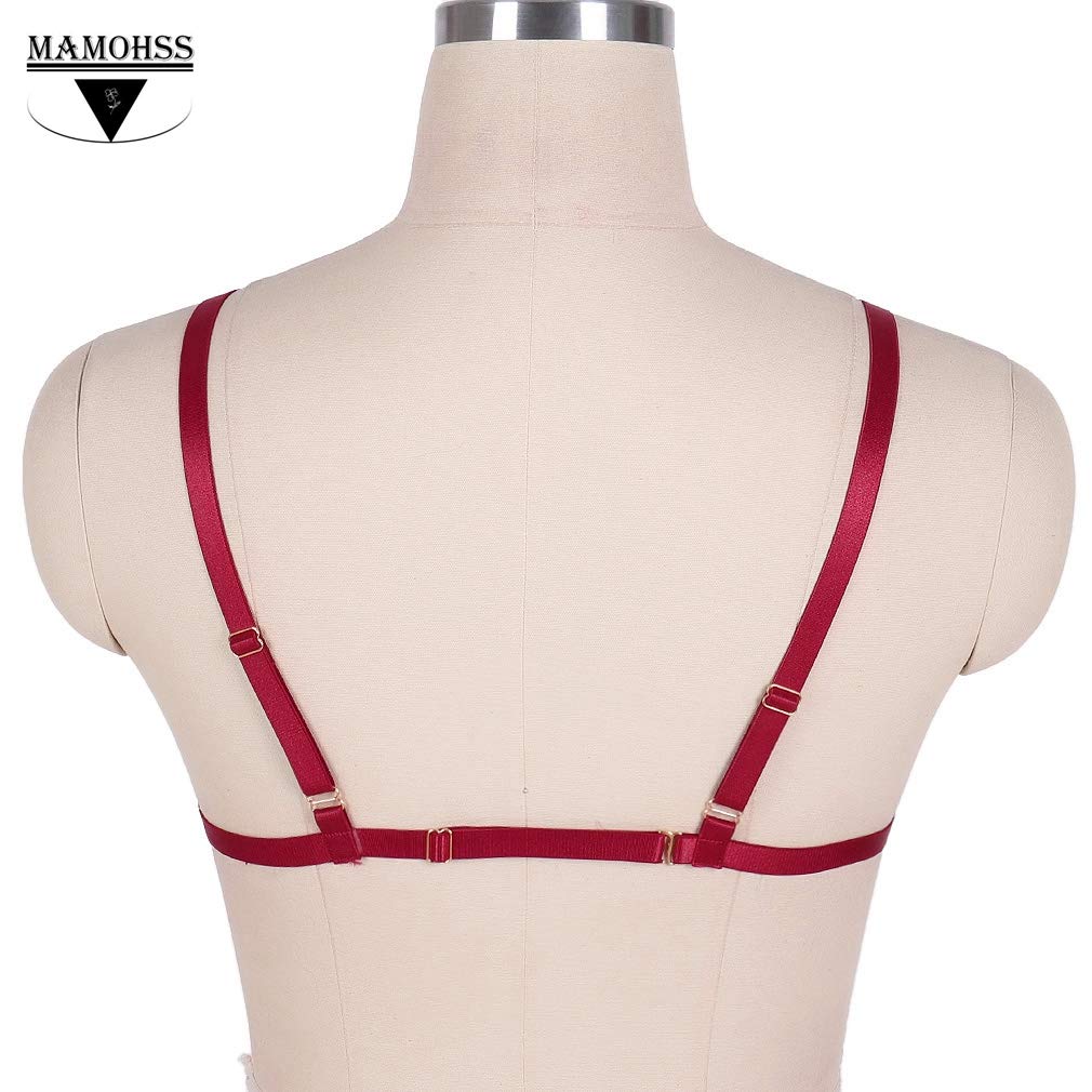 MAMOHSS Women's Stretch Elastic Body Harness Bra - Gothic Punk Lingerie with Adjustable Straps - Perfect for Nightclubs, Costume Parties & Boudoir Photography