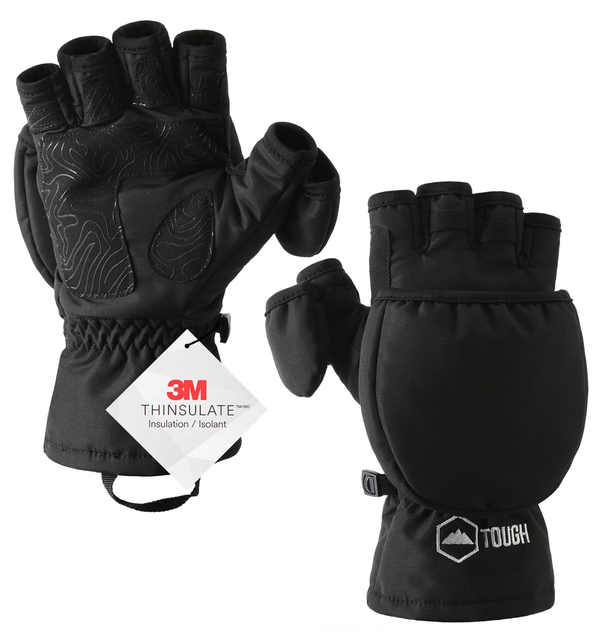 3M Thinsulate Waterproof Ice Fishing Gloves for Men & Women - Cold Weather Convertible Mittens with Finger Flaps - Winter Fly Fishing & Photography Gloves - Perfect for Ice Fishing, Outdoor Photography, and Winter Sports