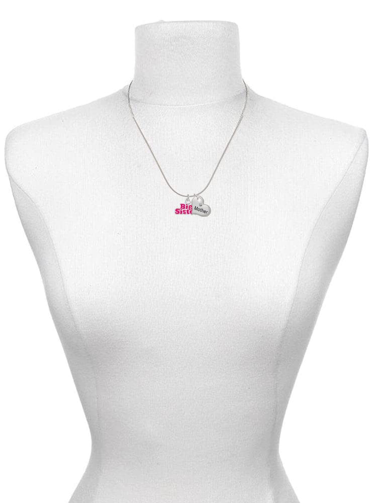 Delight Jewelry Silvertone 'Big Sister' Heart Necklace Set - Mother & Daughter Matching Pendant (2 Pcs, 19