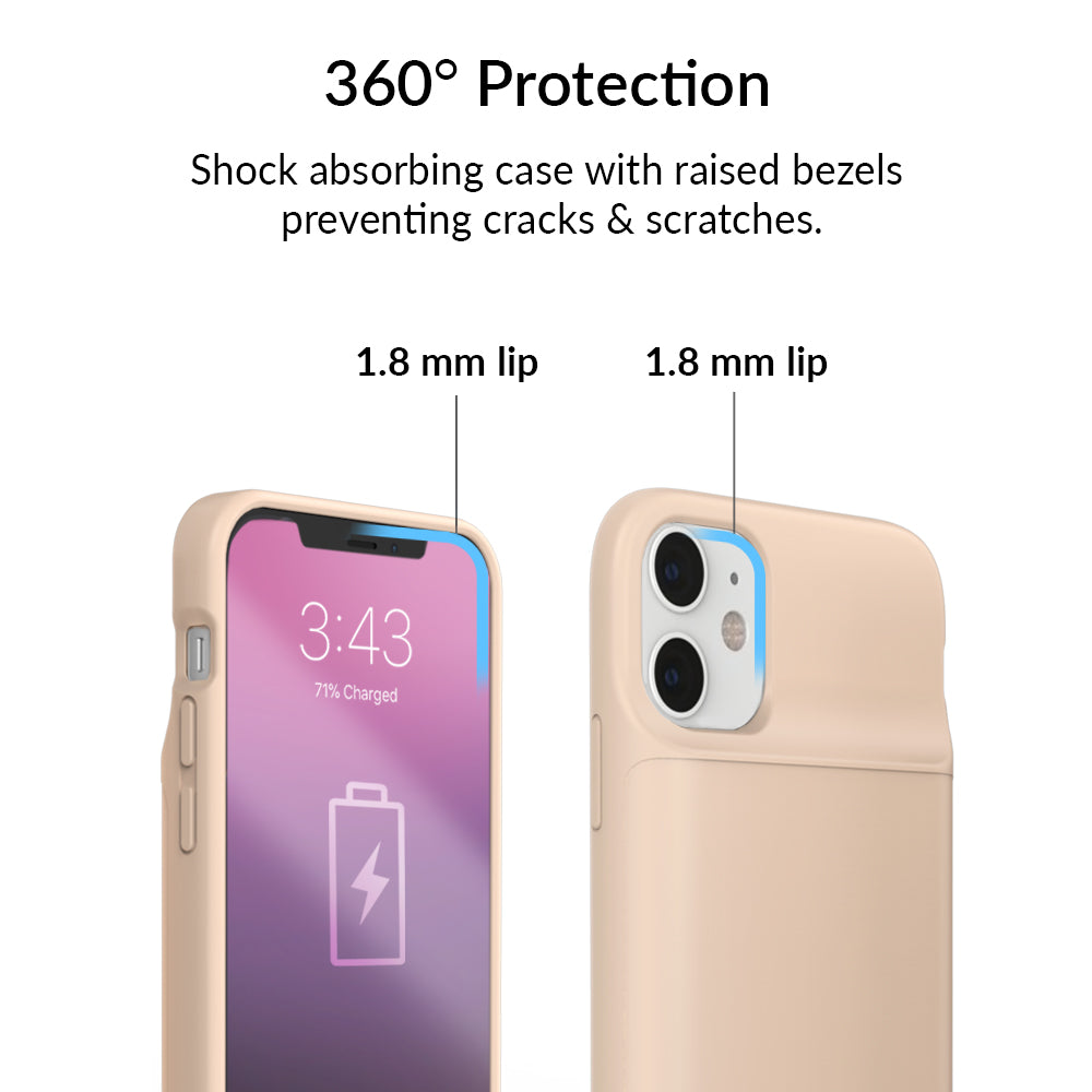 Nude iPhone Charging Case - Slim Protective Cover with Built-in Battery for iPhone [Model] | Portable Charger for Travel, Work & Daily Use