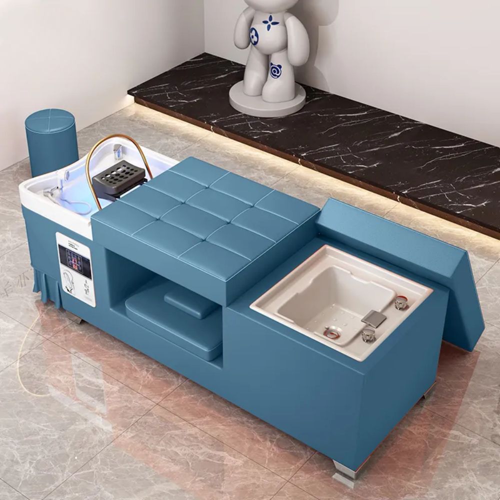 Premium Thai Shampoo Bed with Wood Frame & Steam Function - SalonLand Professional Hair Washing Station with Water Pump for Spa & Salon Use