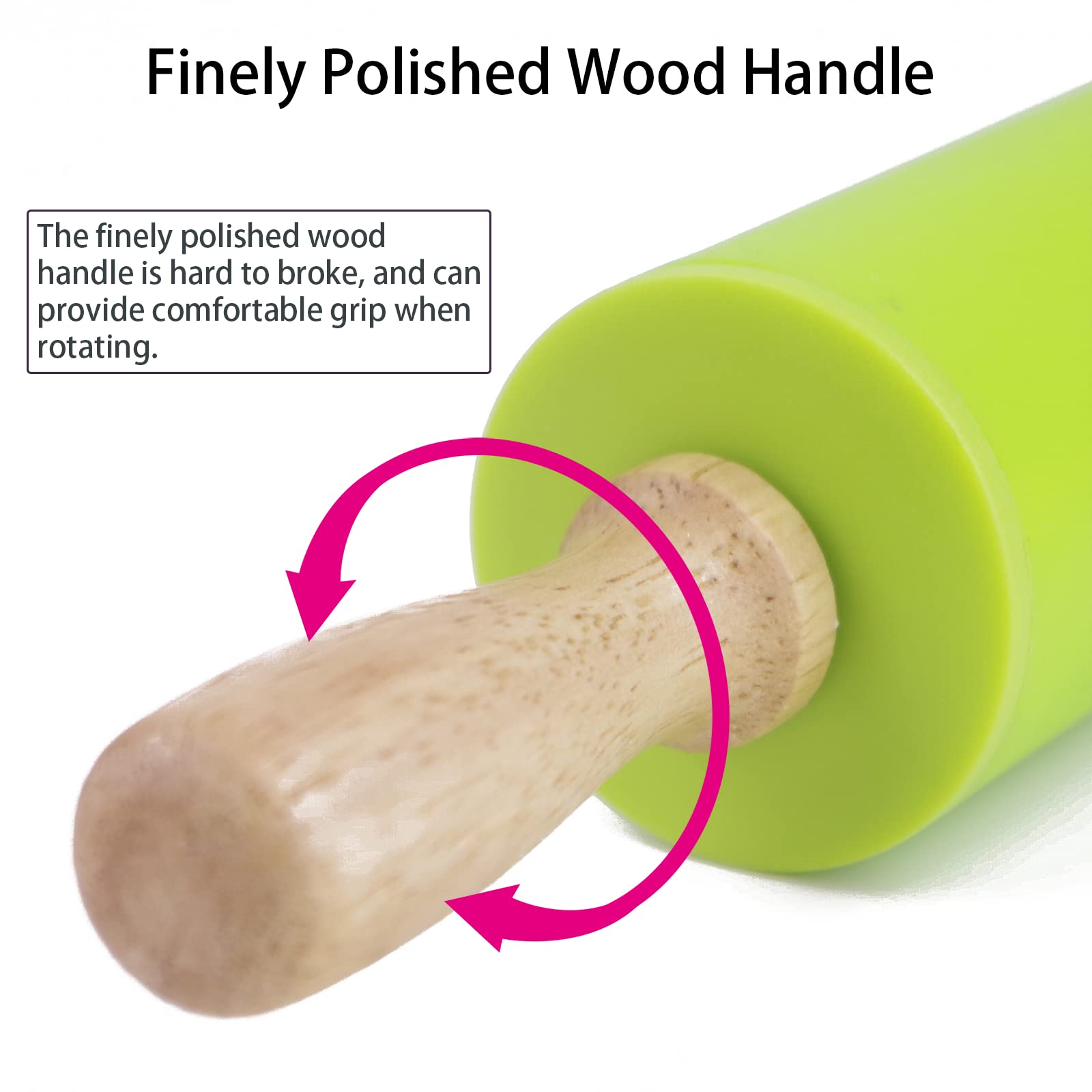 Non-Stick Silicone Rolling Pin with Wooden Handle - Perfect for Baking, Pastry, Dough, Cookies & Pie Crust - Essential Kitchen Tool for Home Bakers & Professional Chefs