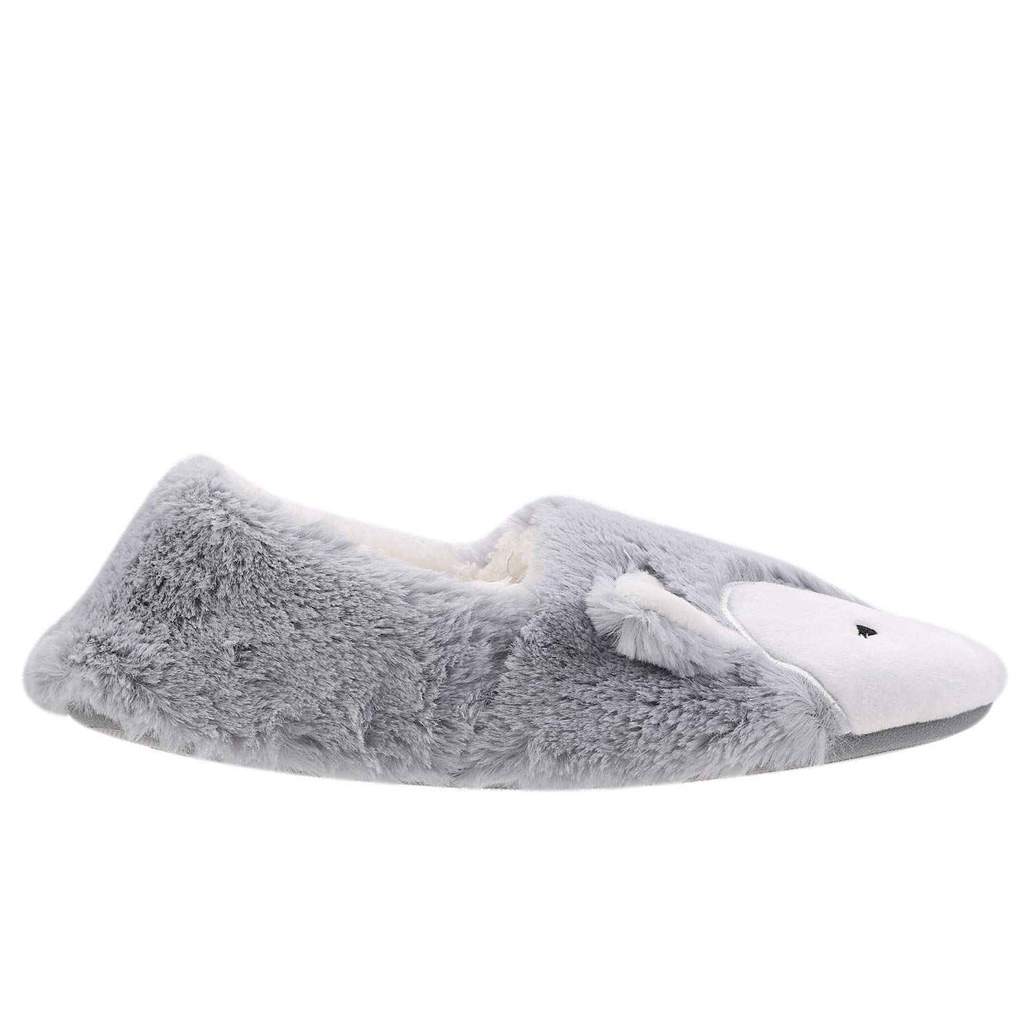 Women's Soft Furry Silver Fox Fleece Slippers - Winter Plush Indoor/Outdoor House Shoes - Cozy Slip-On Mule Clogs for Home, Office & Travel