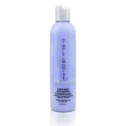 SIMPLY SMOOTH Xtend Keratin Replenishing Color Lock Conditioner - Anti-Fade Formula with Collagen for Softer Hair - Sulfate & Sodium Chloride Free Moisturizing Treatment - 8.5 Oz - Perfect for Color-Treated, Dry & Damaged Hair at Home or Salon