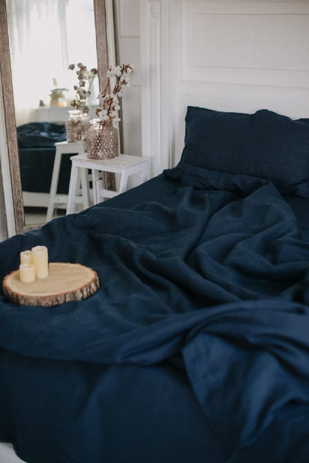 Premium Sea Blue Washed Cotton Duvet Cover Set - King/Queen/Twin/Full Size - Stone Washed Soft Bedding for Cozy Sleep & Home Decor