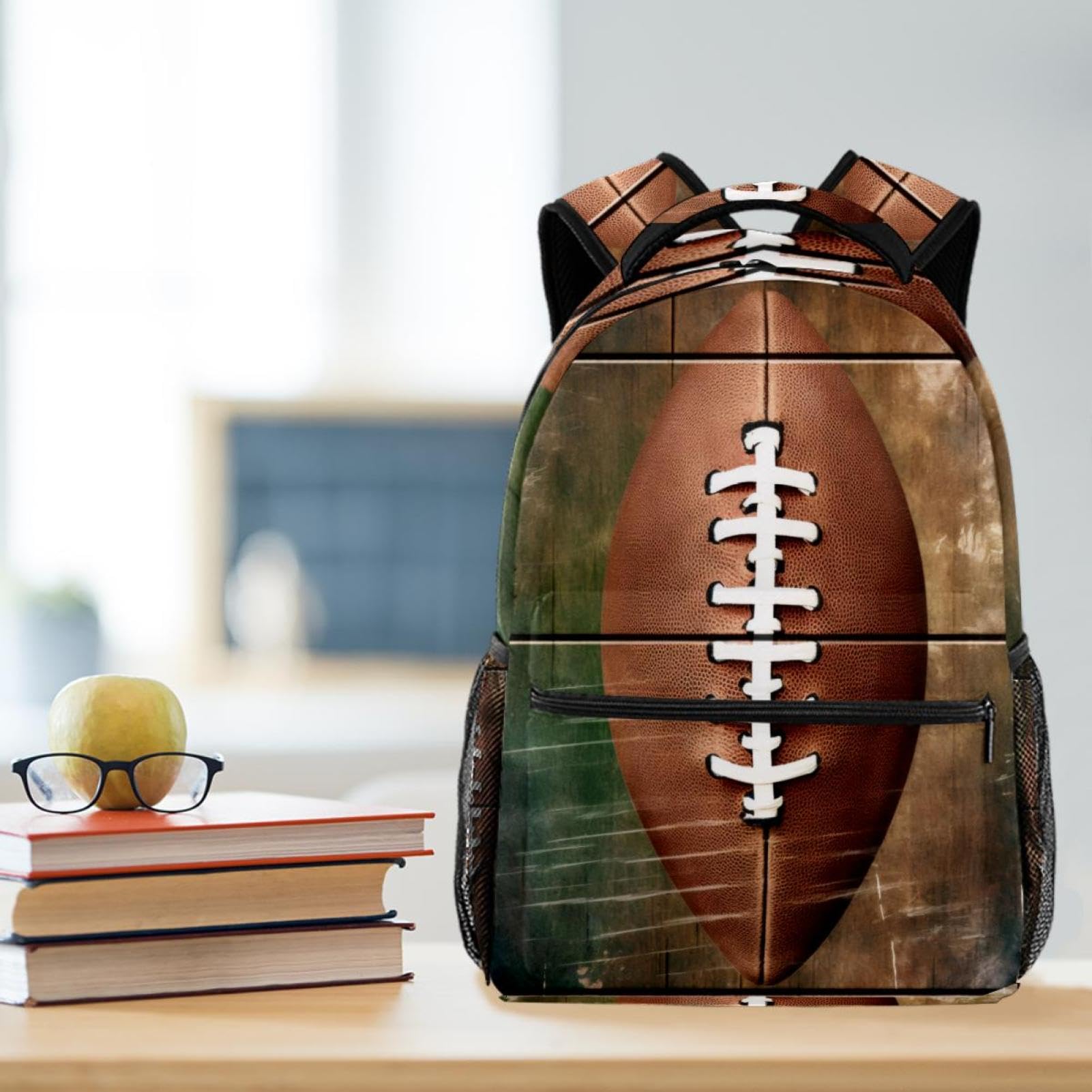 FVQL Kids Backpack - Durable School Bookbag for Boys & Girls, Football Themed Sports Backpack for Teens - Perfect for School, Travel & Sports Games