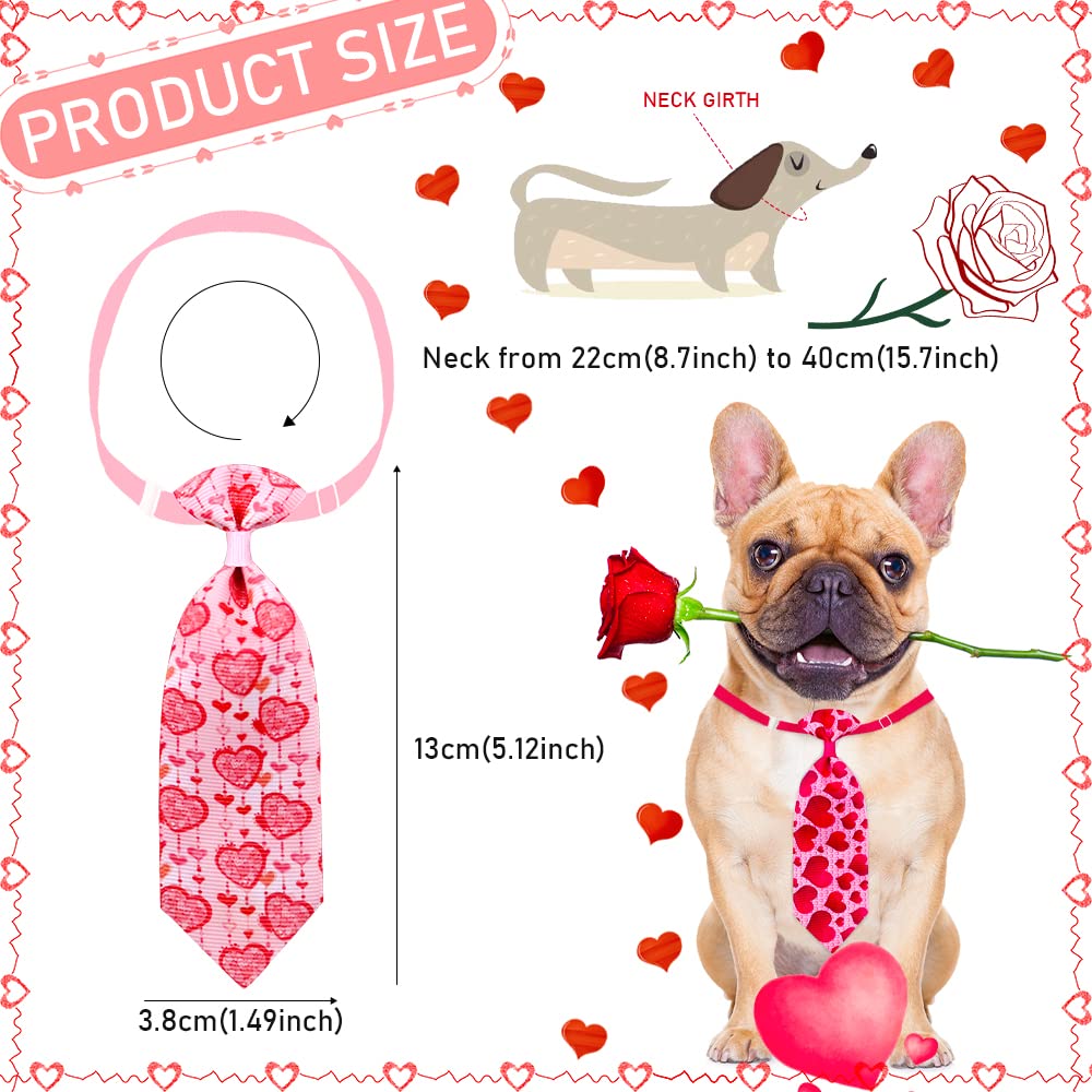 18pcs Valentine's Day Dog Neck Ties - Bulk Adjustable Pink & Red Small Dog Collar Ties with Rose Kiss Pattern | Cute Pet Grooming Accessories for Holidays, Parties & Photo Shoots