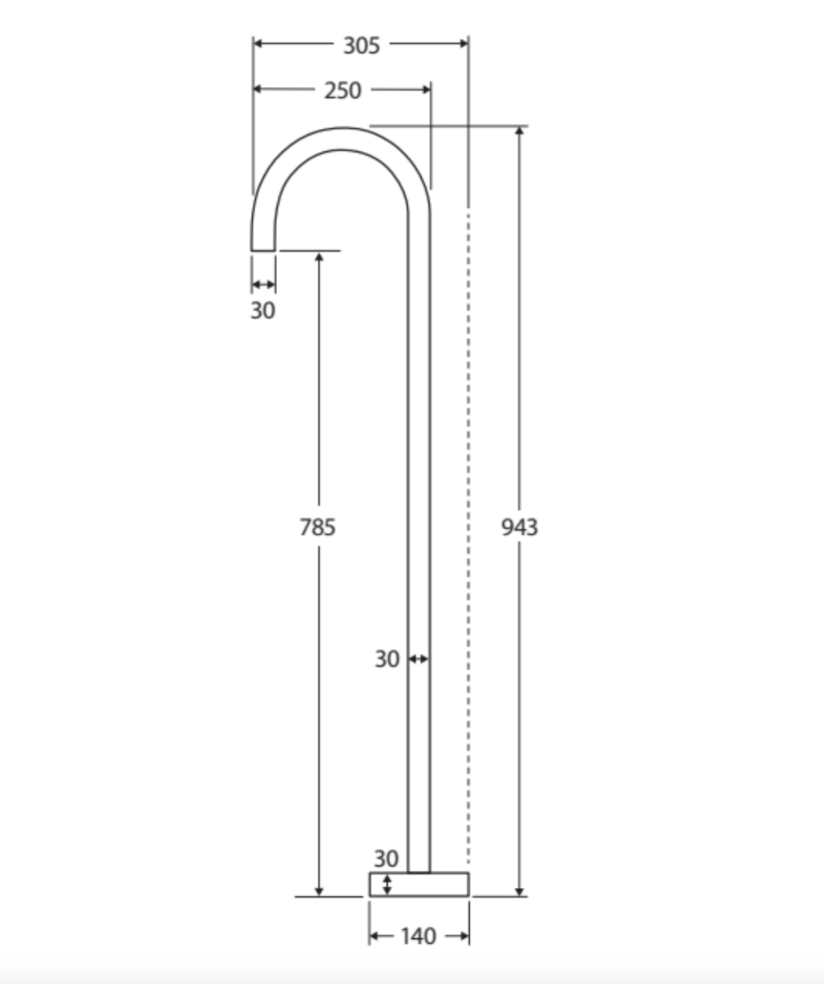Fienza SP8016MW Kaya Floor Mounted Gooseneck Bathroom Faucet in Matte White - Perfect for Modern Bathrooms & Spa-Like Showers