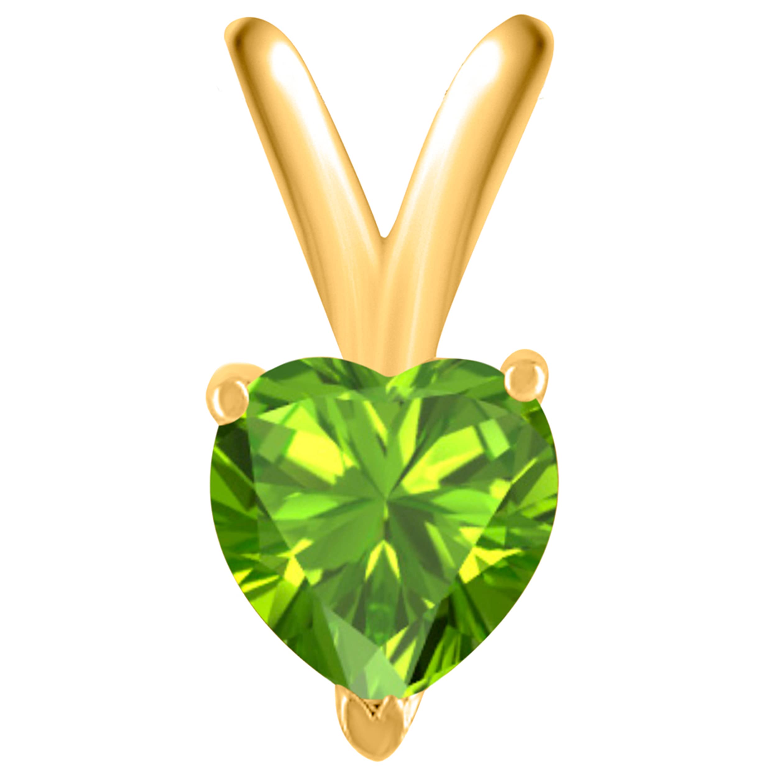 Peridot Pendant Necklace for Women - 14k Yellow Gold Heart-Shaped 0.95 Carat Gemstone Jewelry with 18