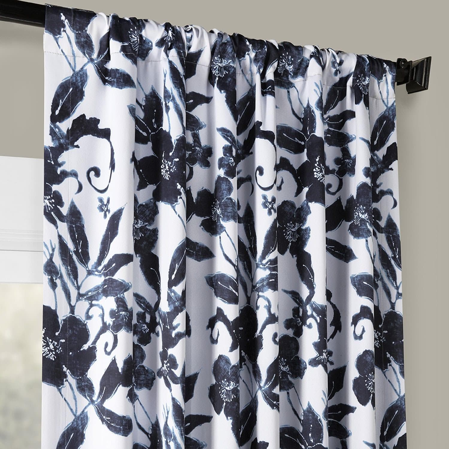 Blue Hibiscus Floral Blackout Curtains for Bedroom & Living Room - Light Blocking Window Drapes for Better Sleep & Privacy