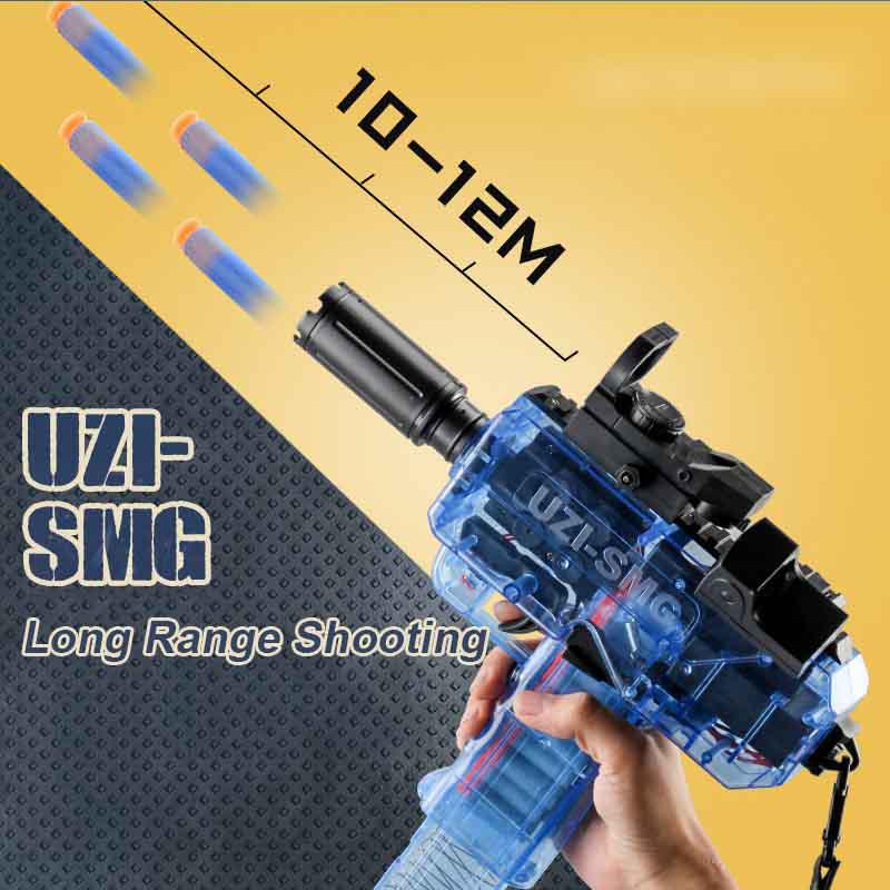 Electric UZI SMG Foam Dart Blaster Toy Gun - High Performance Foam Dart Blaster for Outdoor Nerf Battles, Backyard Games & Team Combat (Orange)