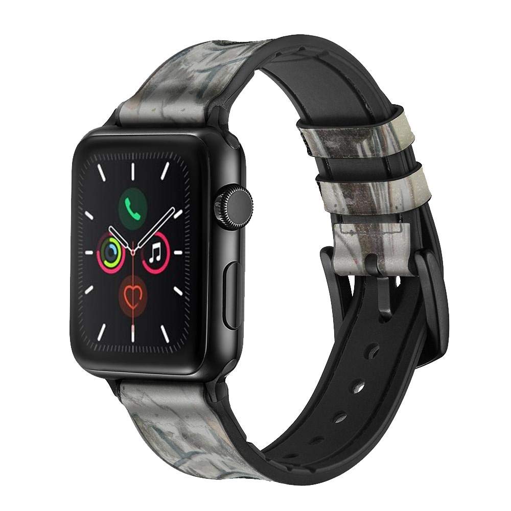 Premium Indian Chief Leather & Silicone Smart Watch Band for Apple Watch Series 4/5/6/7/8/SE - 42mm 44mm 45mm - Stylish & Durable Replacement Strap for Workout, Office & Casual Wear