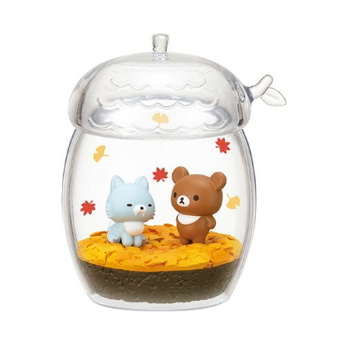 San-X Rilakkuma Terrarium Collectible Toy - 3 Inch Miniature Figure for Home Decor, Office Display & Kawaii Collection
