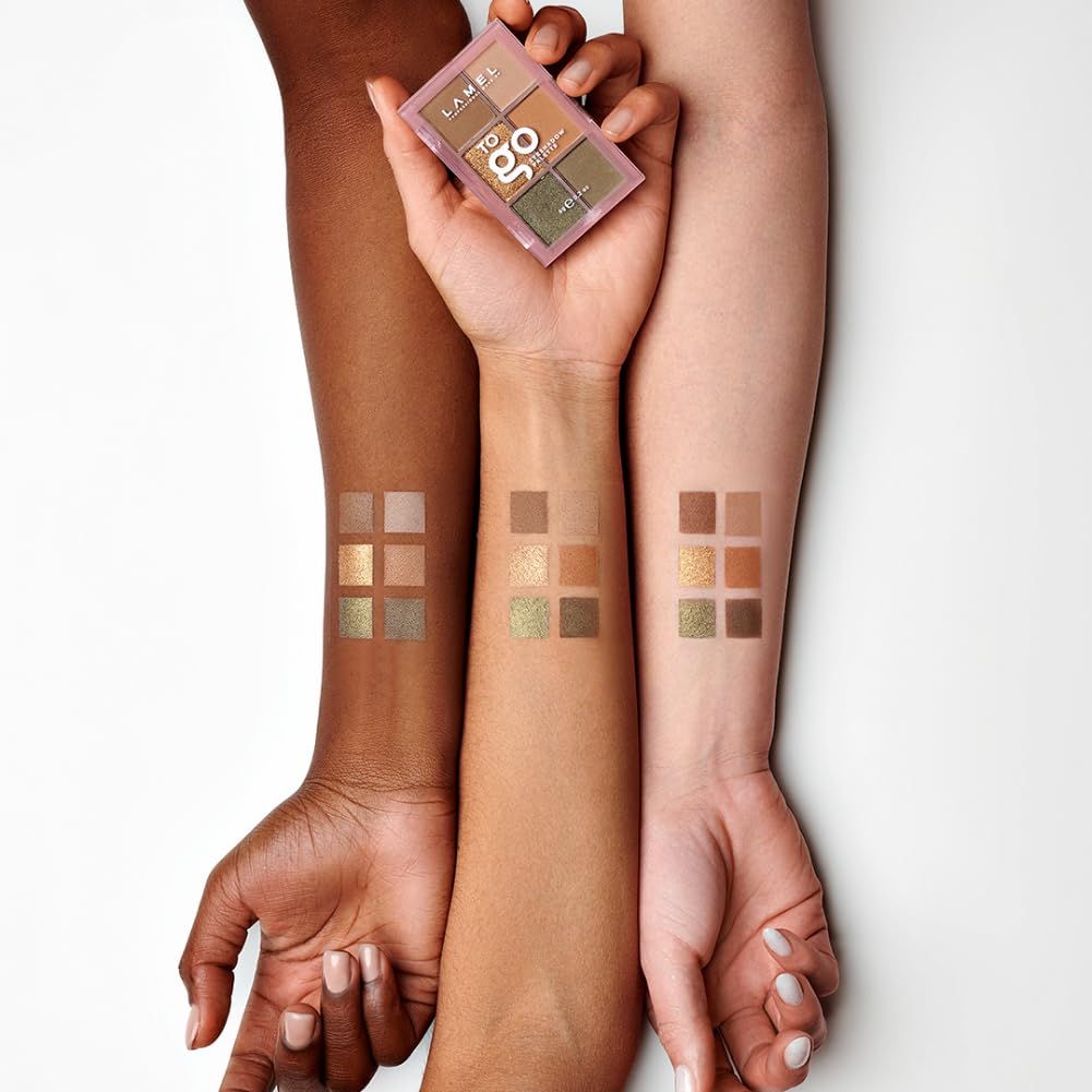 Lamel To Go Eyeshadow Palette 403-Cold Brown | Matte & Shimmer Compact Eyeshadow | Travel-Friendly Makeup Palette | Highly Pigmented & Blendable Formula (6g) | Perfect for Everyday Wear & Travel Makeup Kit