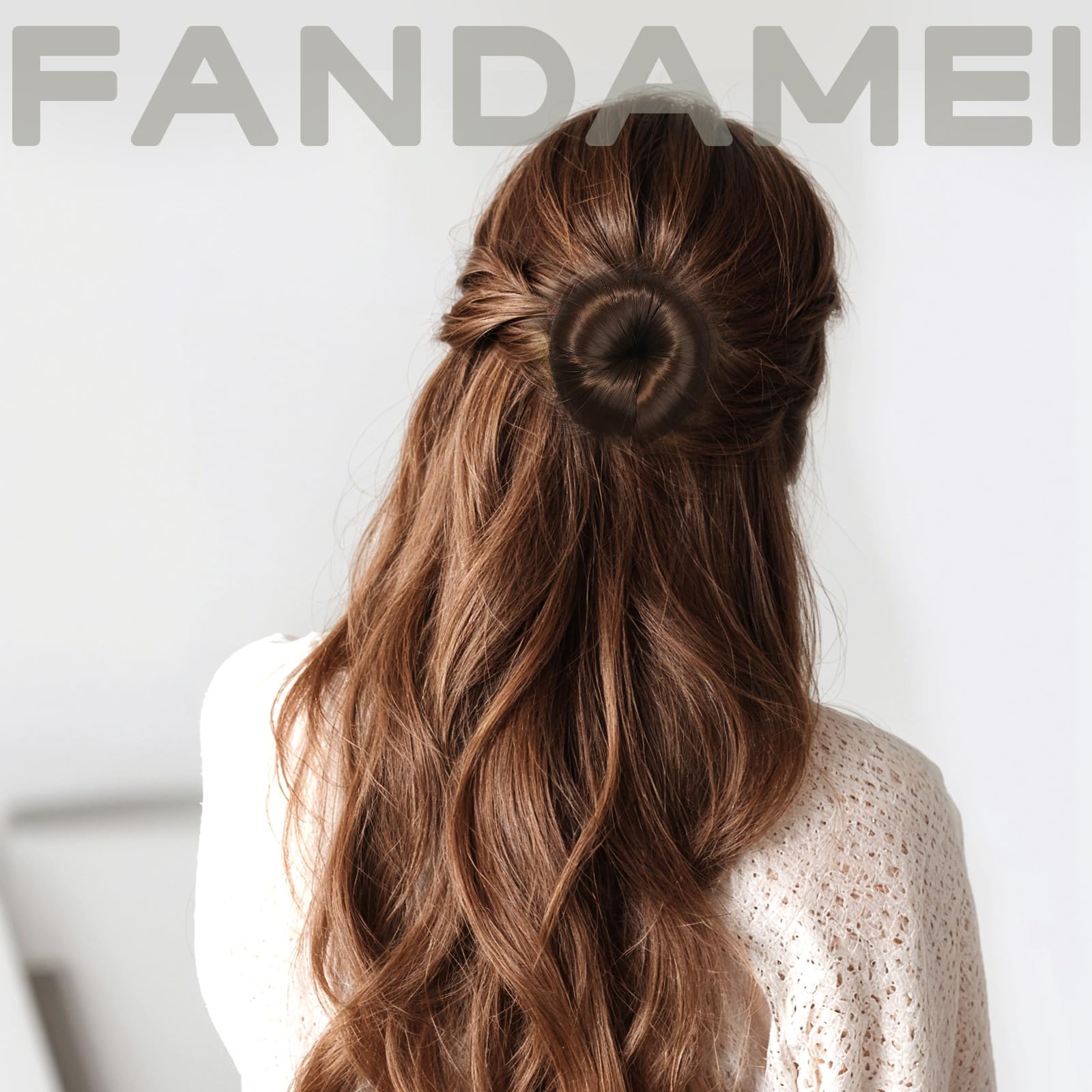 FANDAMEI 4PCS Kids Hair Bun Maker Set - Small Donut Bun Maker for Ballet with Extra Small Hair Buns, Elastic Hair Ties & Pins (Brown) - Perfect for Dance Recitals, School Hairstyles & Everyday Wear
