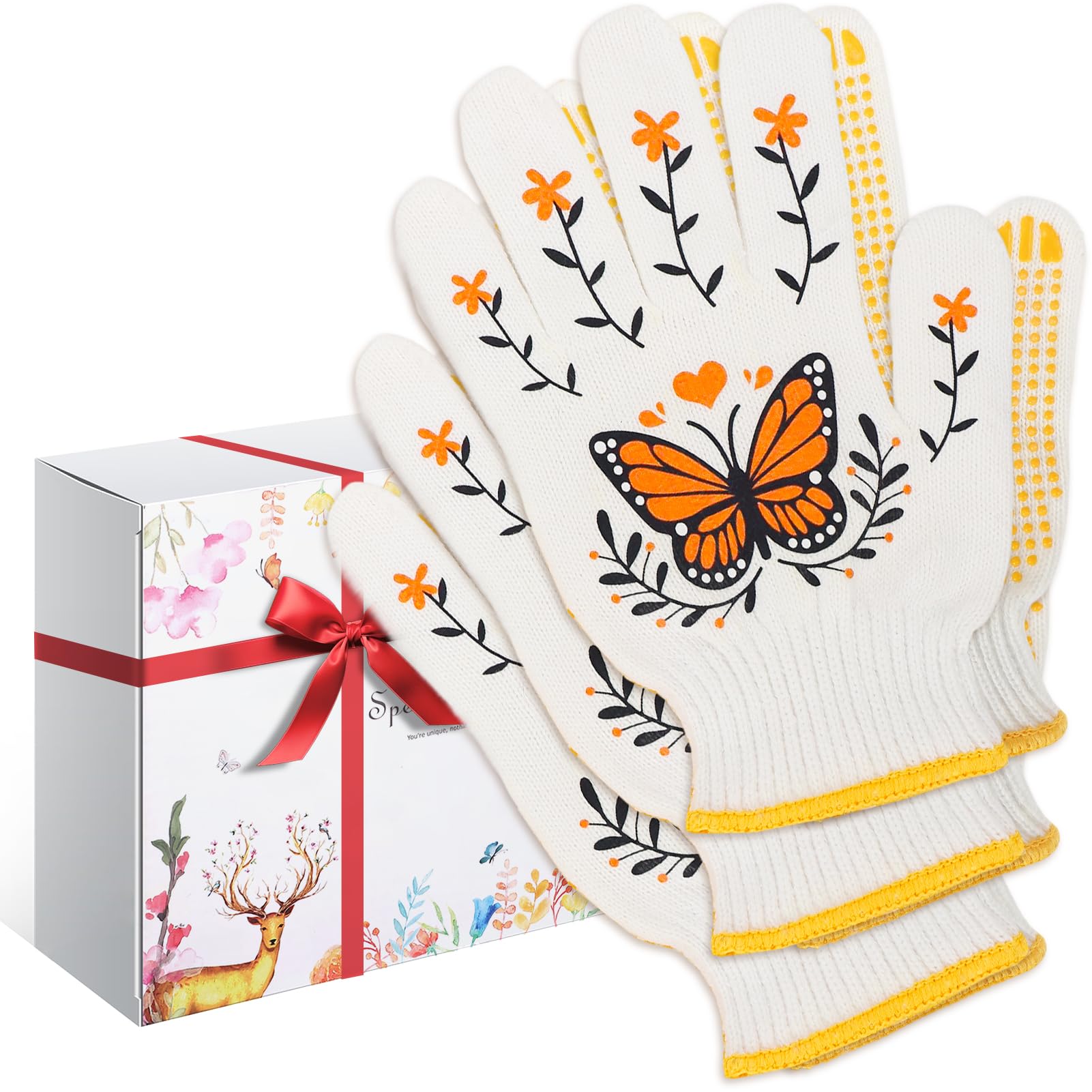 Breathable Gardening Gloves for Women - Non-Slip Cotton Work Gloves for Home & Auto Repair (3-Pack)