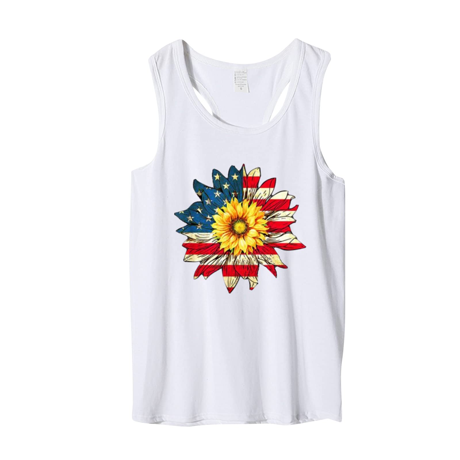 KIKX0DE Women's Plus Size American Flag Tank Top - Soft Casual Summer Wear for 4th July