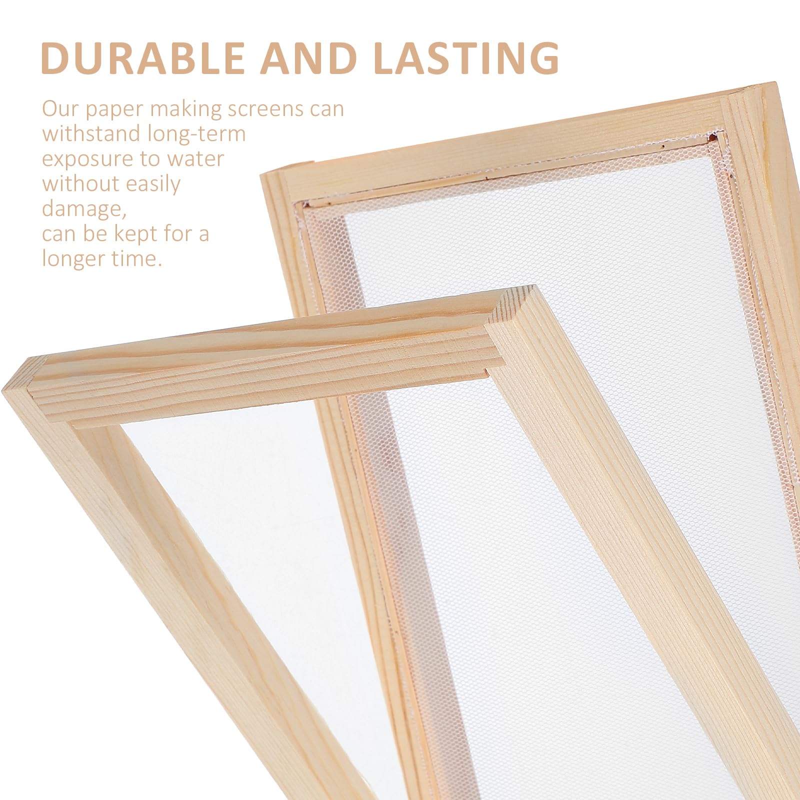 VILLCASE Wooden Paper Making Screen - 3 Size Paper Making Mold Frame with Mesh & Cloth - DIY Paper Craft Supplies for Handmade Cards, Scrapbooking & Art Projects - Perfect for Home, School & Craft Workshops
