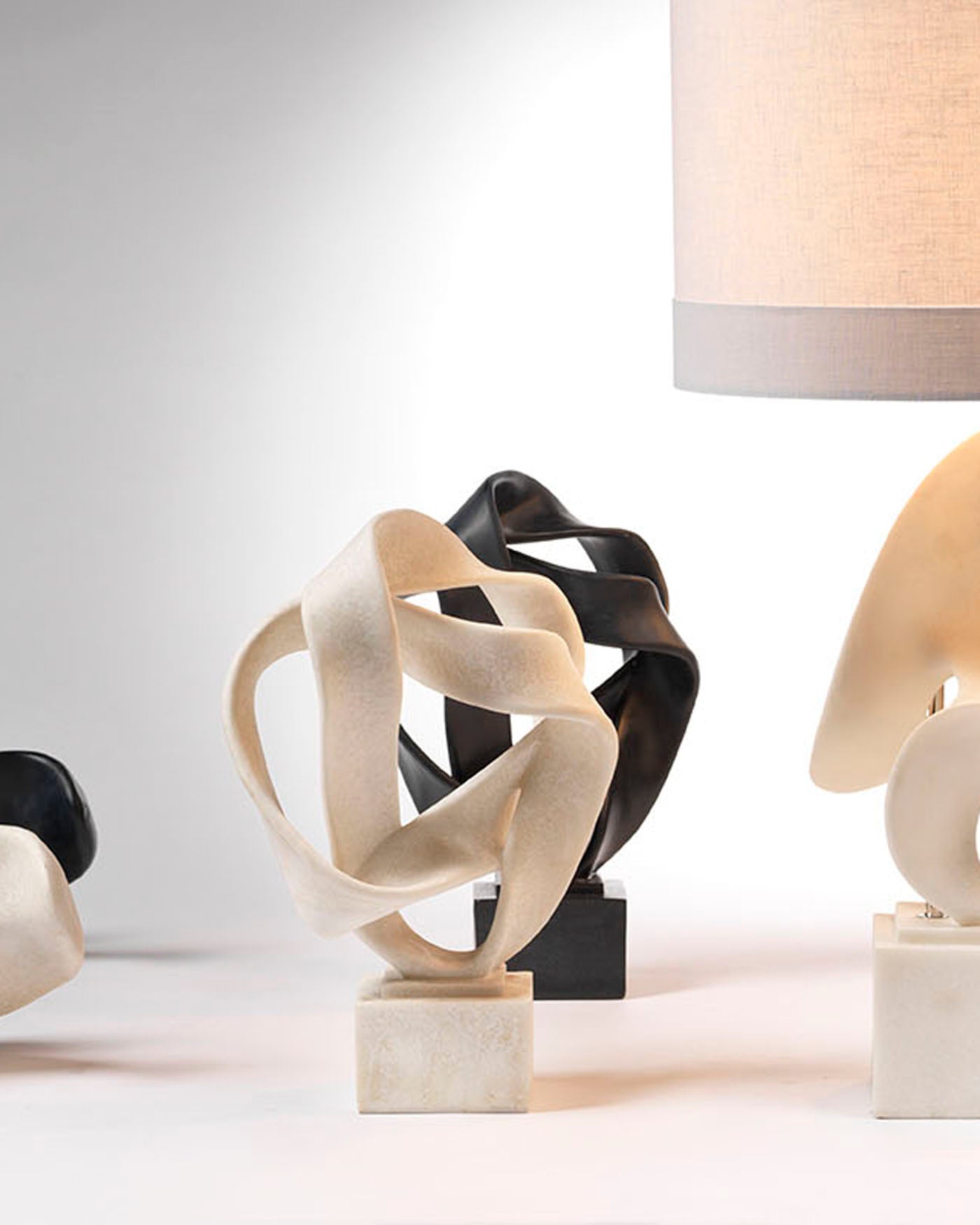Intertwined Object On Stand Black - Modern Sculpture Art for Home & Office Decor | Perfect for Living Room, Bedroom, or Workspace Display