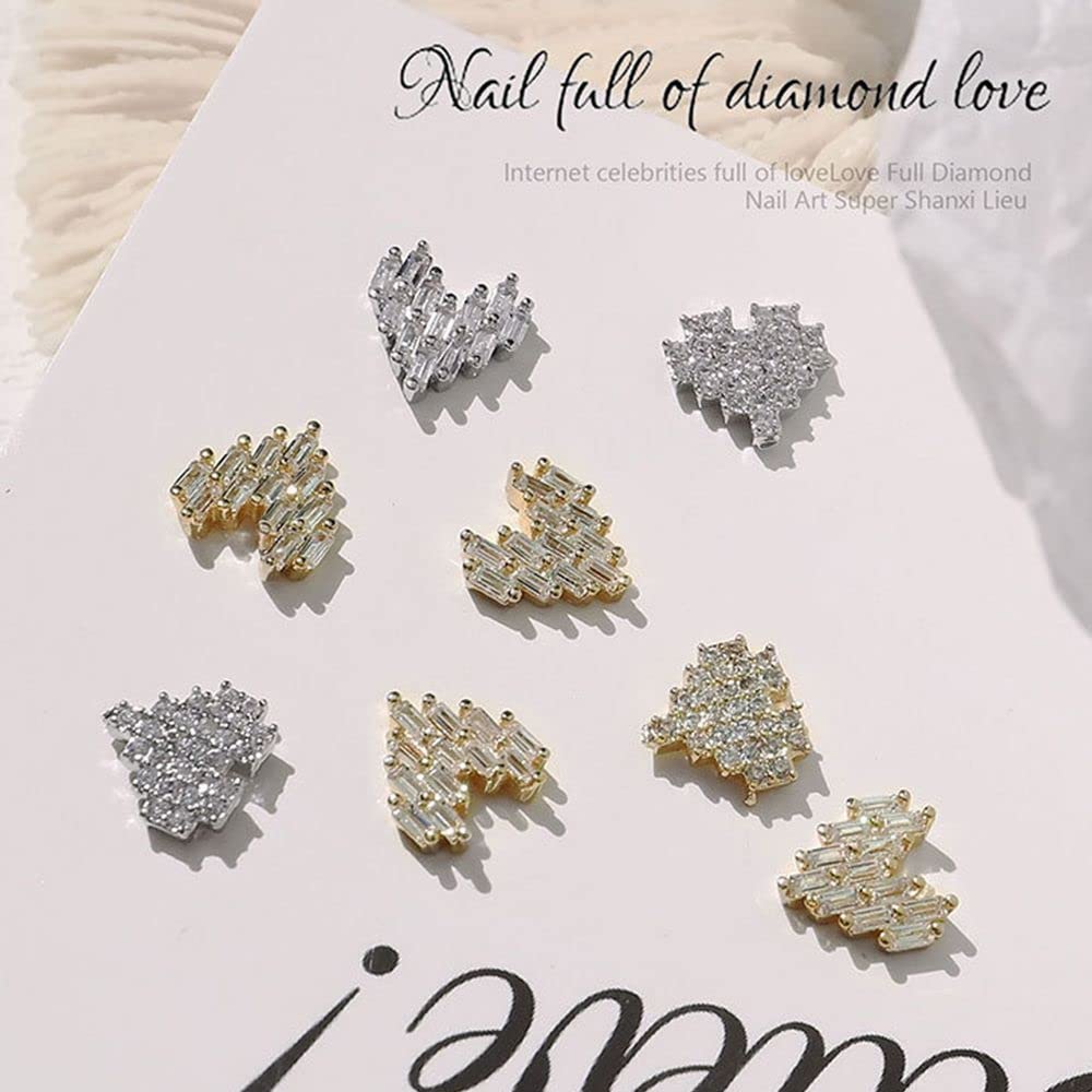 8 PCS Sweet Nail Art Charms - 3D Heart Alloy Rhinestones with Pearl Jewelry Pendants for Nail Decoration | Perfect for DIY Manicures, Bridal Nails, and Special Occasion Nail Art