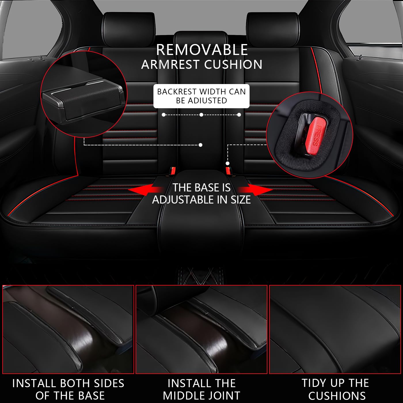 Premium Leather Car Seat Covers for Dodge Challenger 2008-2023 - 5-Piece Full Set (Front & Rear) - Waterproof, Dirt-Resistant & Wear-Resistant Seat Protectors (Black) - Perfect for Daily Commuting, Road Trips & Car Interior Protection