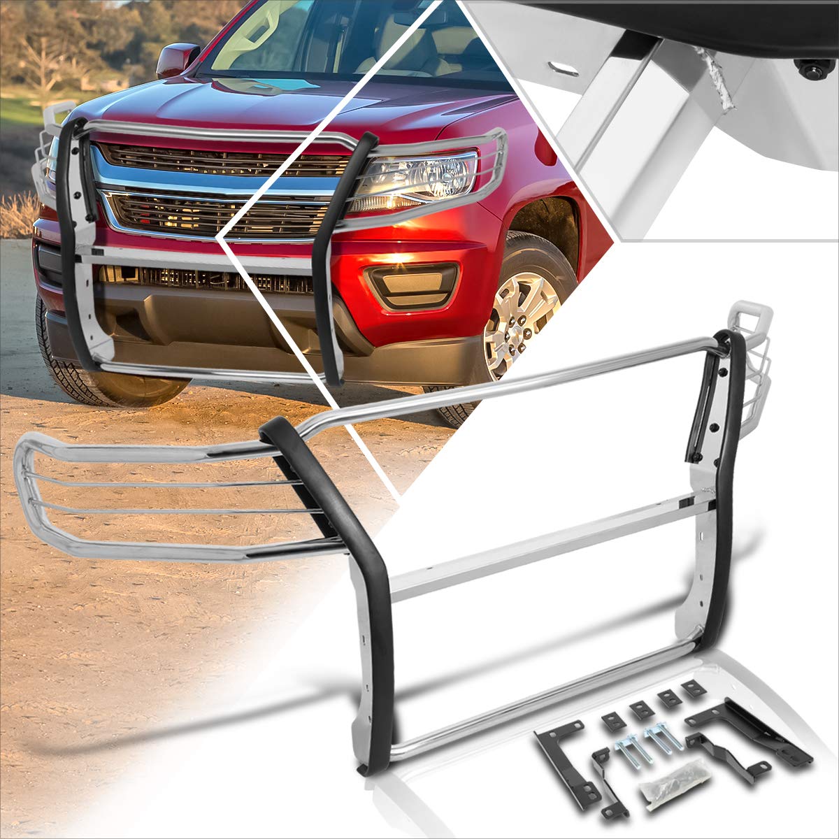 Heavy Duty Front Bumper Brush Grille Guard for 2015-2019 Chevy Colorado - Chrome Coated Off-Road Protection (Perfect for Truck Enthusiasts & Off-Road Adventures)
