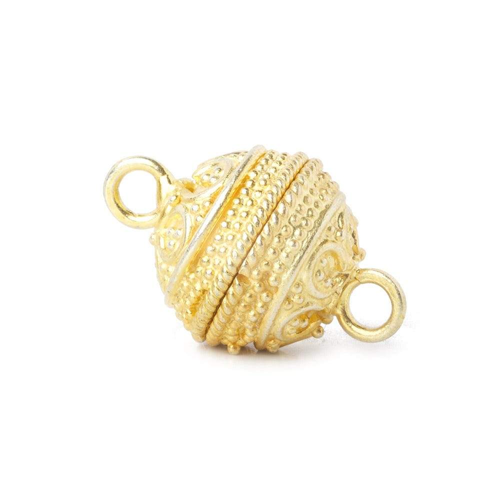 12mm Gold Vermeil Magnetic Clasp - Persian Miligrain Design Jewelry Findings (1 Piece) - Perfect for DIY Bracelets, Necklaces & Jewelry Making
