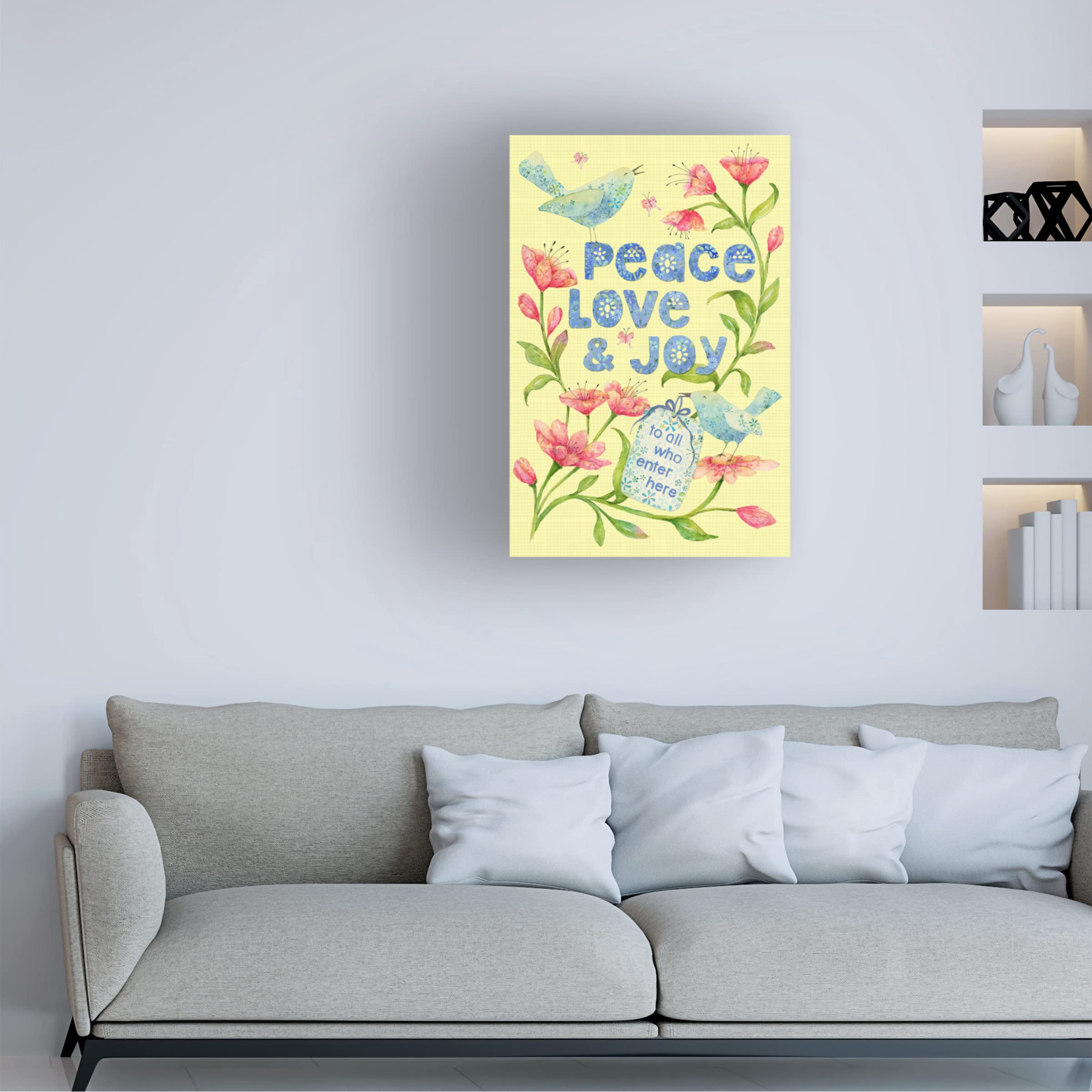 Trademark Fine Art 'Peace Love Joy' Canvas Wall Art by Yachal Design – Perfect for Living Room, Bedroom & Home Decor