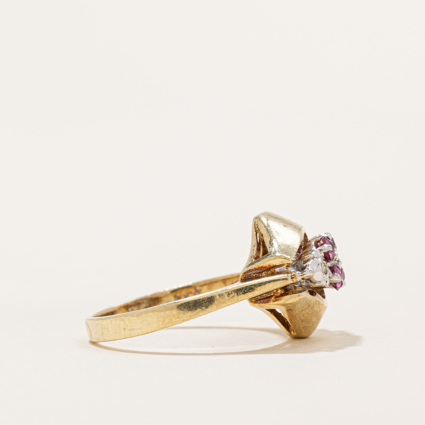 Exquisite Ruby & Diamond Cluster Ring | 0.12ctw Ruby & 0.01ctw Diamond | Size 4.75 | Perfect for Anniversary, Engagement & Special Occasions
