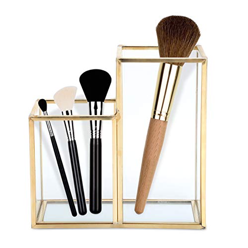 Premium Makeup Brush Holder & Organizer - Stylish Acrylic Brush Bucket for Makeup Brushes, Pens & Succulents | Perfect Vanity Desk Organizer for Bathroom & Bedroom Decor