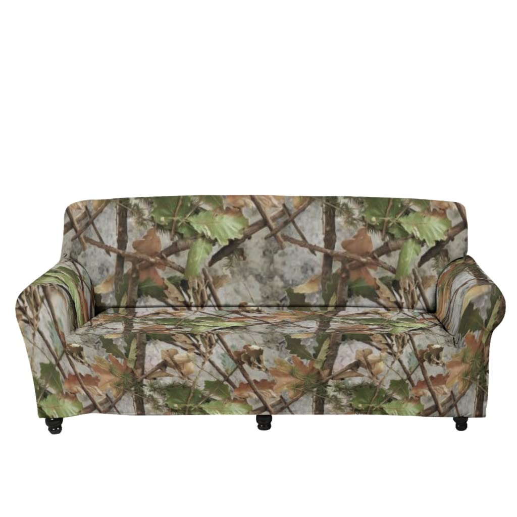Conifer Camouflage Reversible Quilted Sofa Slipcover - Stretchable Tear-Resistant Furniture Protector for 2-Cushion Couches (Fits White Medium Sofas) | Perfect for Living Room, Home Decor & Pet Protection