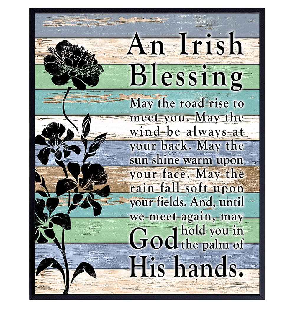 Irish Blessing Wall Decor - Inspirational Quotes Poster for Home & Office