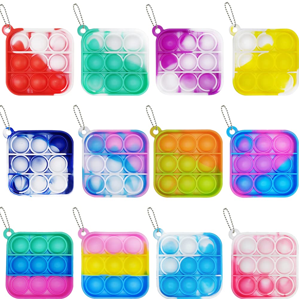 12 Pack Mini Pop Bubble Fidget Sensory Toys - Bulk Stress Relief Toys for Kids & Adults - Perfect for Party Favors, Classroom Prizes, Easter Baskets, Christmas Stockings & Valentine Gifts - Great for Anxiety Relief, Focus & Sensory Play