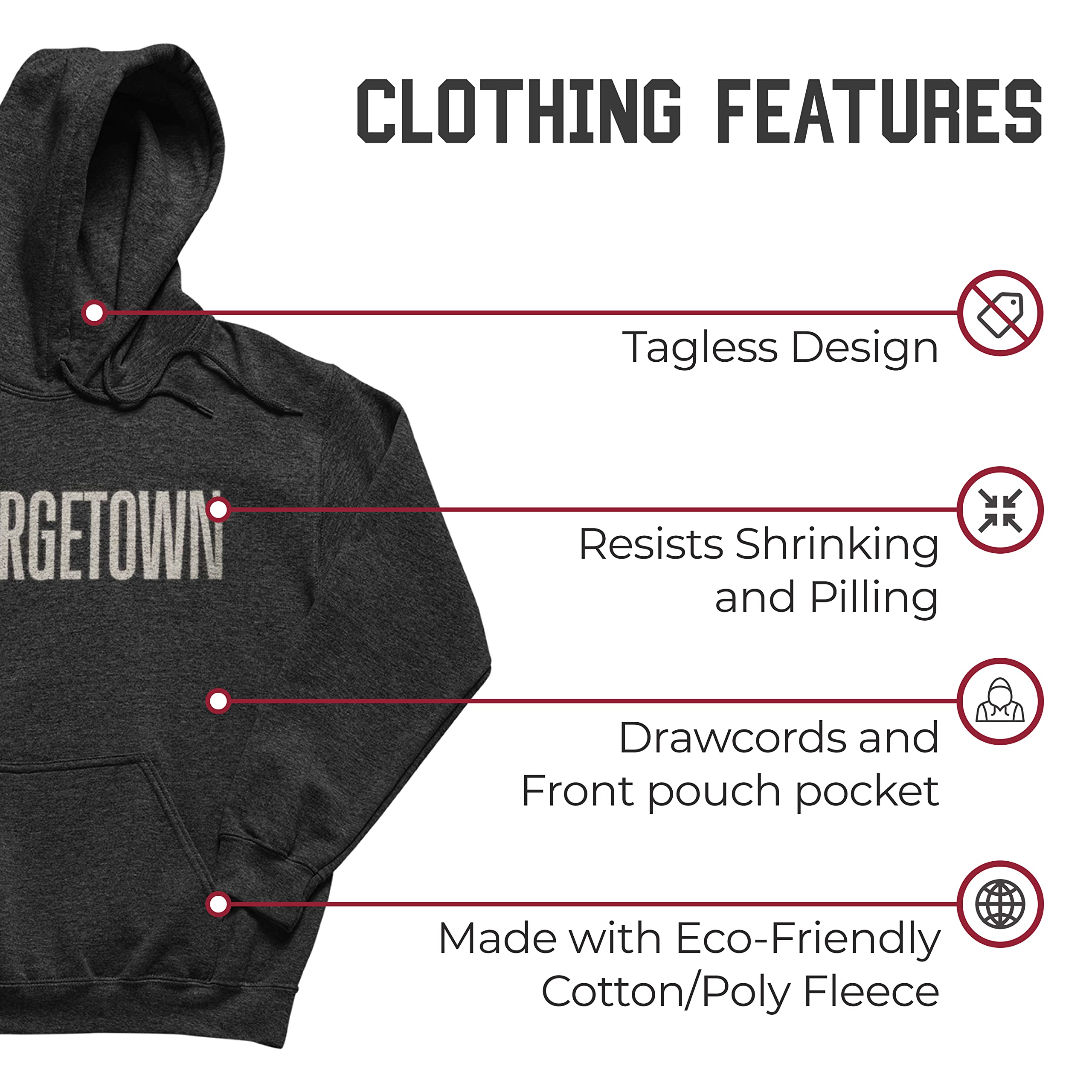 NCAA Cotton Blend Charcoal Hooded Sweatshirt for Adults - Soft Ringspun Fabric, Comfortable & Stylish - Perfect for Game Day, Casual Wear & College Spirit