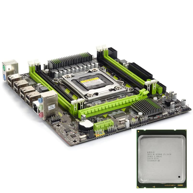 X79 Motherboard LGA 2011 Socket with Xeon E5-2650 8-Core Processor (16 Threads), Micro ATX, DDR3 & SATA 3.0 Support - Perfect for Gaming PC, Workstation & Server Builds