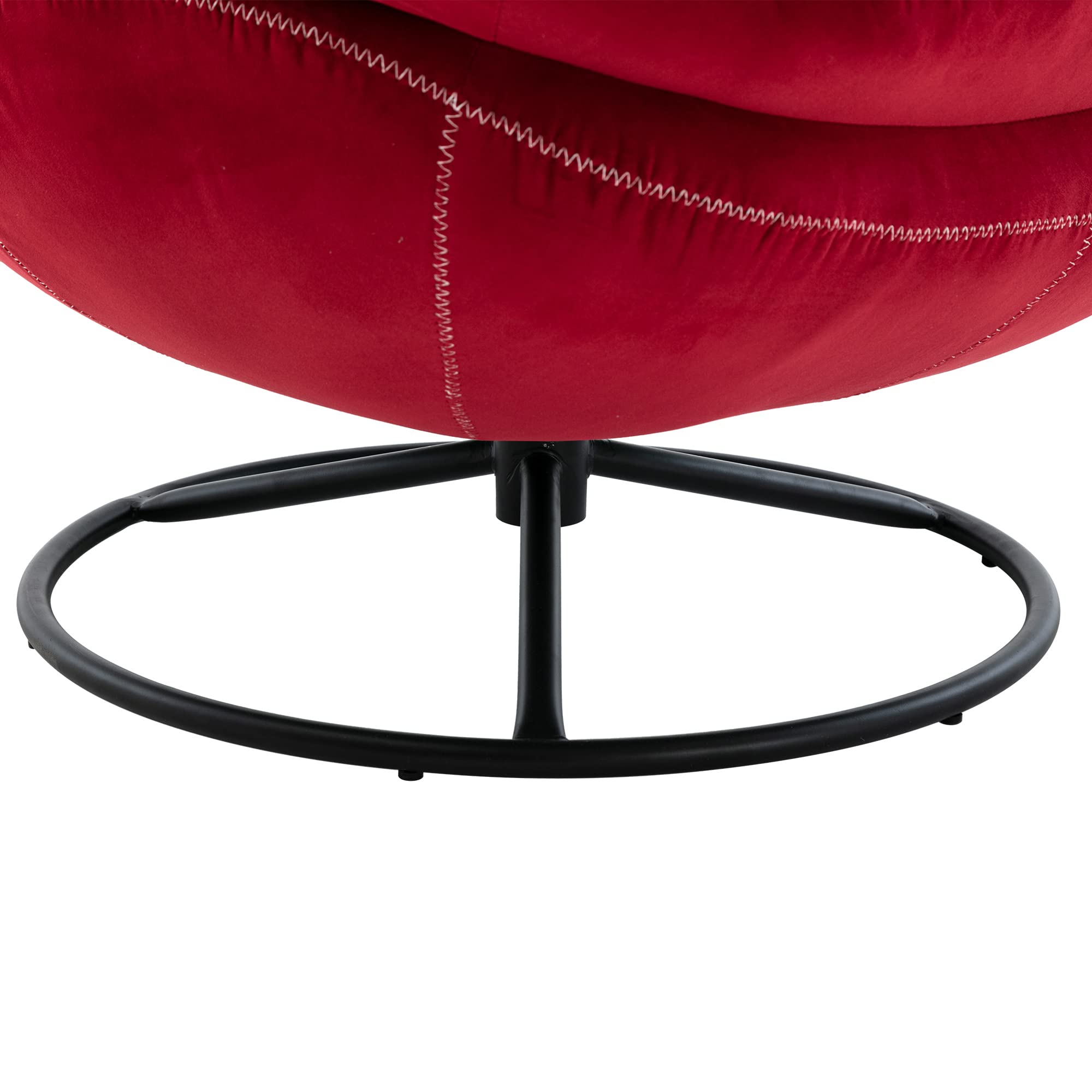 Velvet Swivel Accent Chair with Ottoman - 360 Degree Rotating Modern Armchair with Footrest for Living Room, Bedroom, Home Office - Soft Upholstered Lounge Chair with Sturdy Metal Base (Red) - Perfect for Relaxing, Reading & Watching TV