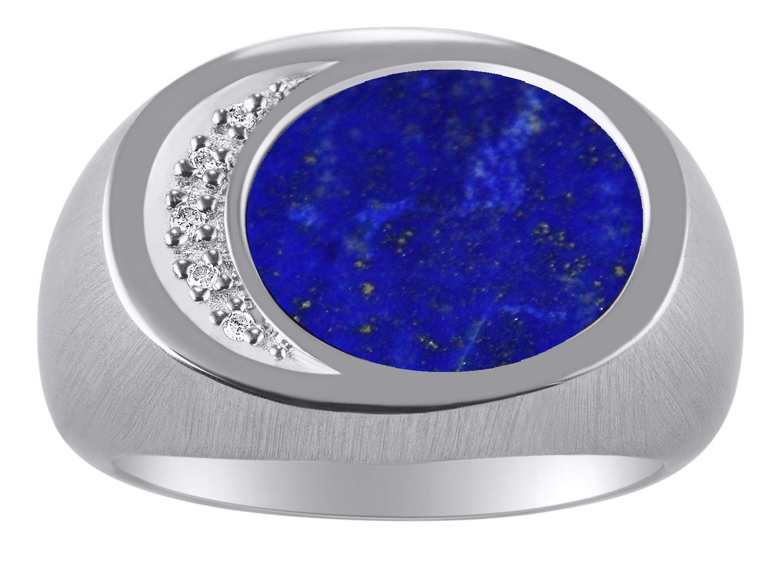 Stylish Sterling Silver Men's Rings with Genuine Black Onyx, Lapis Lazuli, Tiger Eye or Mosaic Opal & Diamonds - Sizes 8-13 - Perfect for Gifts, Weddings & Everyday Wear - Premium Men's Jewelry Collection