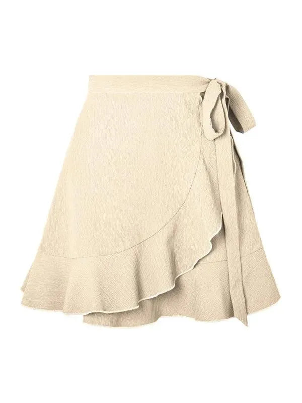 Stylish High Waist Ruffle Wrap Skirt for Women - Flowy Summer Midi Skirt with Elastic Waistband | Perfect for Beach Vacations, Date Nights & Casual Outings